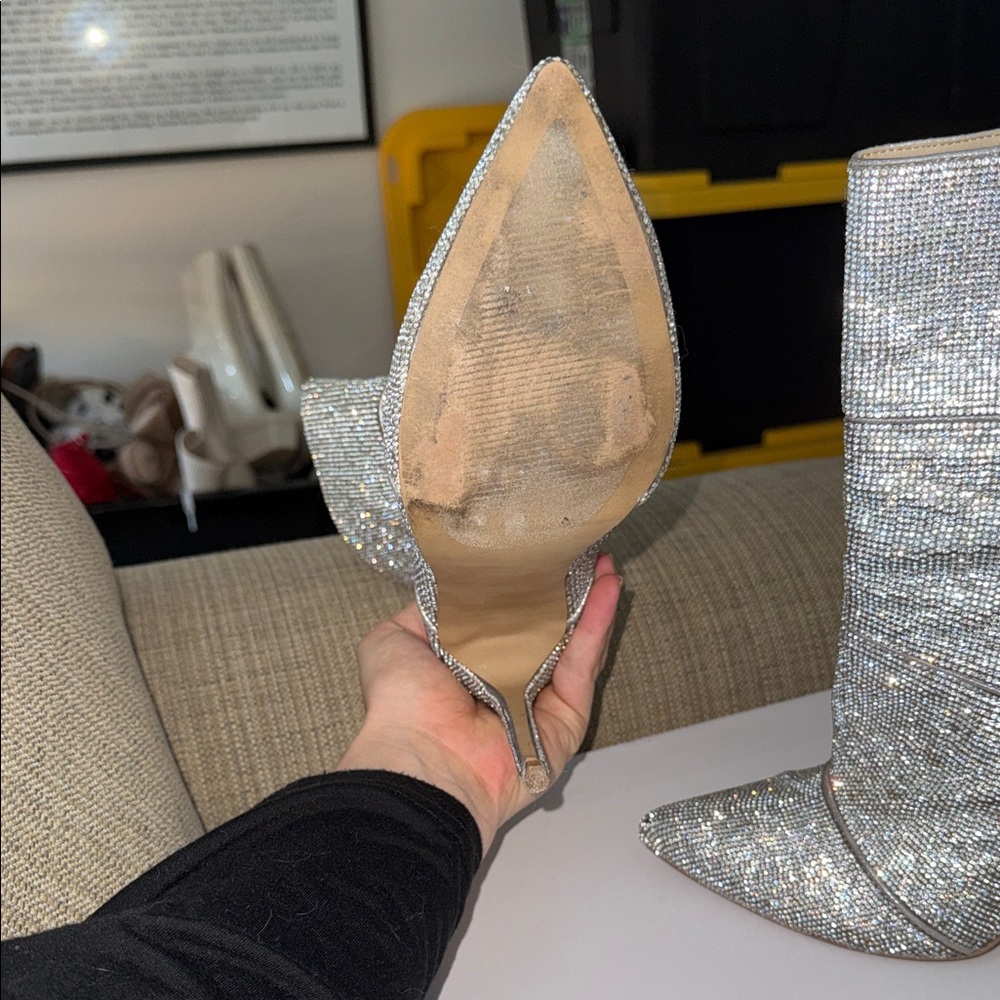 Silver Steve Madden Rhinestone Boots - Picture 7 of 8
